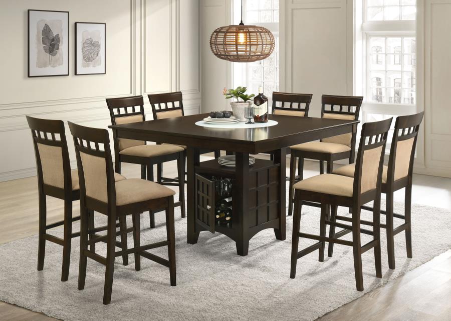 Gabriel 9-Piece Upholstered-Back Counter Height Dining Set Cappuccino