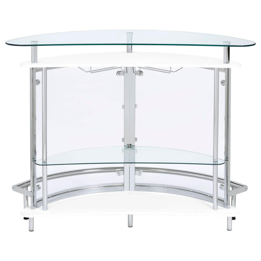 Amarillo Freestanding Glass Top Home Bar Wine Cabinet White