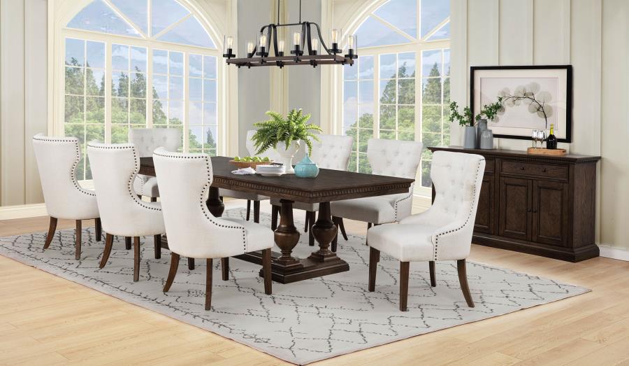 Baney Fabric Upholstered Dining Side Chair Cream and Dark Oak