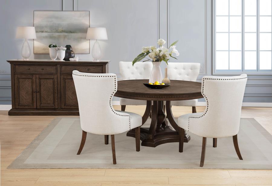 Baney Fabric Upholstered Dining Side Chair Cream and Dark Oak