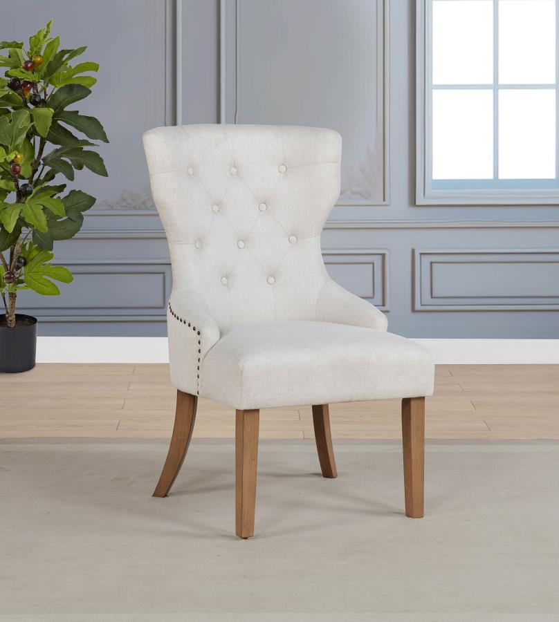 Baney Fabric Upholstered Dining Side Chair Beige and Rustic Honey