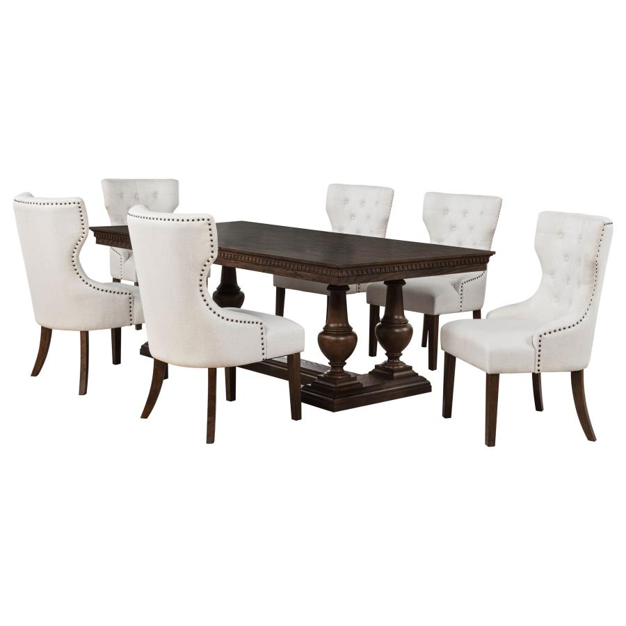 Ridgewell 7-piece Rectangular Trestle Dining Set Dark Oak