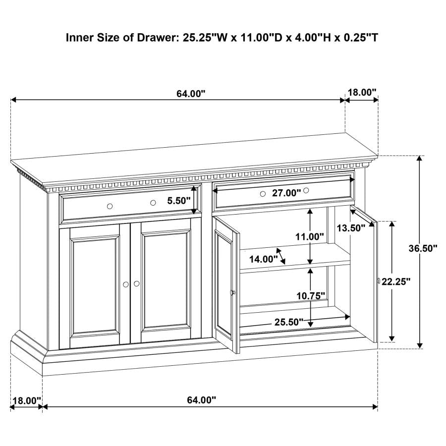 Ridgewell 2-drawer 4-door Dining Server Dark Oak