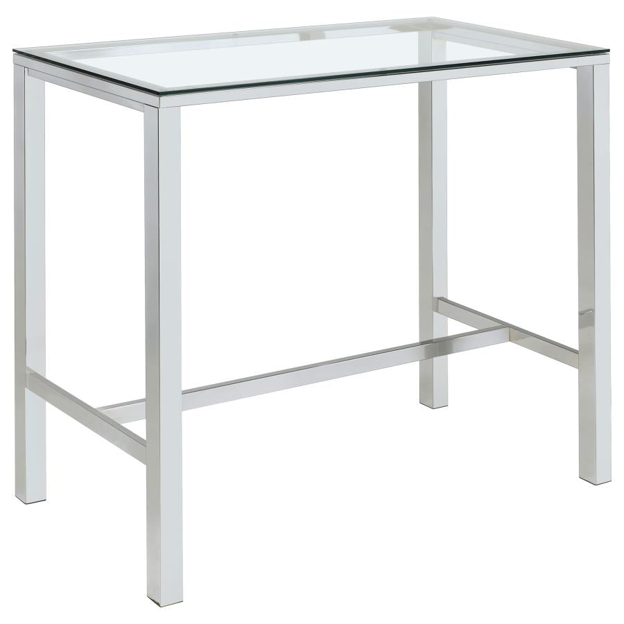 Tolbert 5-Piece Glass Top Bar Table Set with Acrylic Chairs Chrome