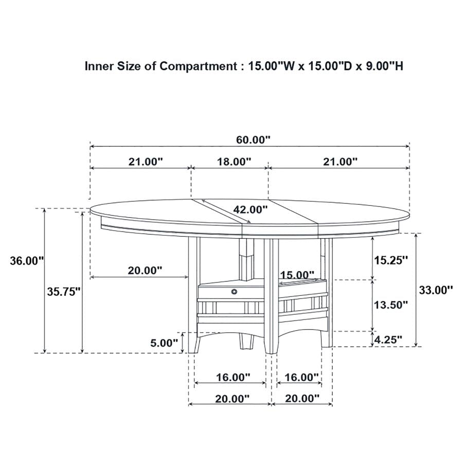 Lavon Oval 60-inch Counter Height Extension Dining Table Chestnut