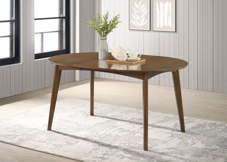 Jedda Oval 60-inch Extension Leaf Dining Table Dark Walnut