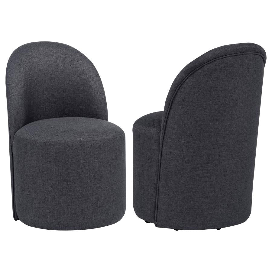 Aubrey Upholstered Barrel Dining Side Chair Charcoal (Set of 2)