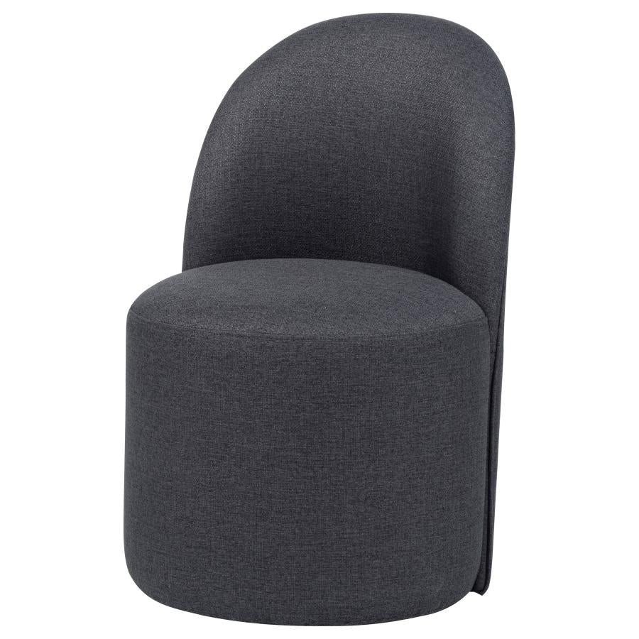 Aubrey Upholstered Barrel Dining Side Chair Charcoal (Set of 2)