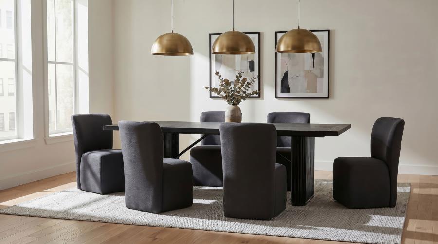 Aubrey Upholstered Barrel Dining Side Chair Charcoal (Set of 2)