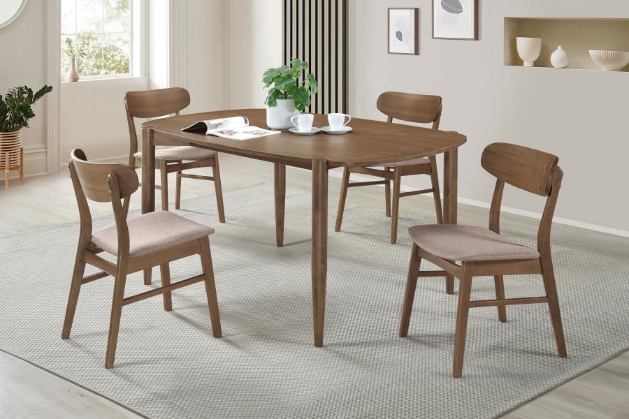 Dortch 5-piece Oval Dining Set with Upholstered Chairs Walnut