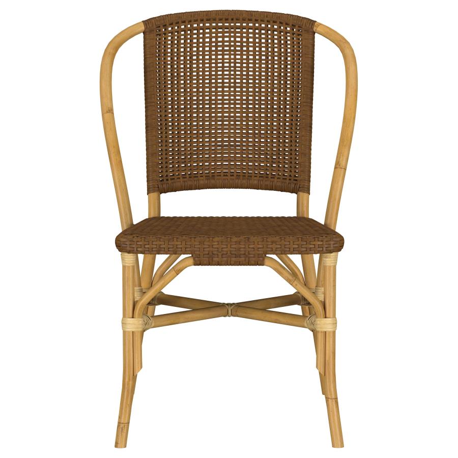 Lexley Woven Rattan Dining Side Chair Brown (Set of 2)