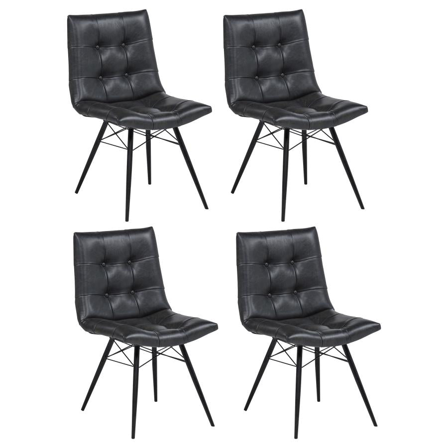 Aiken Faux Leather Upholstered Dining Side Chair Charcoal Grey (Set of 4)