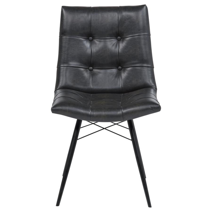 Aiken Faux Leather Upholstered Dining Side Chair Charcoal Grey (Set of 4)
