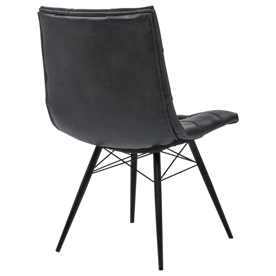 Aiken Faux Leather Upholstered Dining Side Chair Charcoal Grey (Set of 4)
