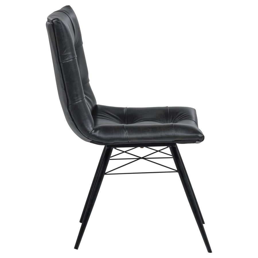 Aiken Faux Leather Upholstered Dining Side Chair Charcoal Grey (Set of 4)