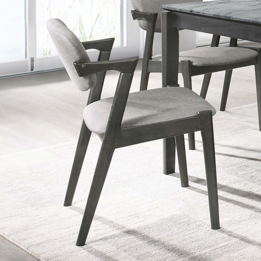 Stevie Padded Wood Dining Arm Chair Black (Set of 2)