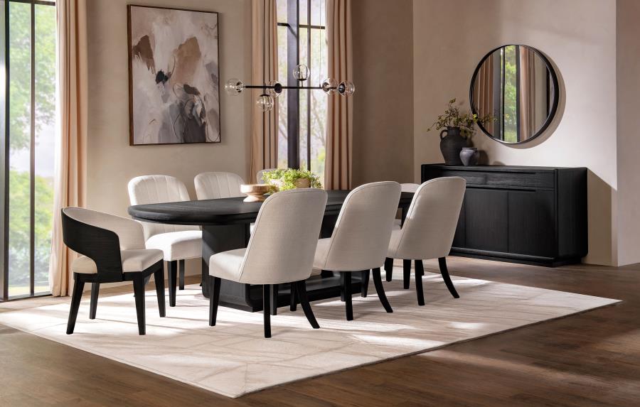 Leandro Upholstered Dining Arm Chair Cream (Set of 2)