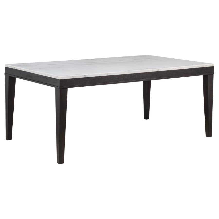 Averill 7-piece White Marble Top Dining Set Dark Grey and Coffee Bean
