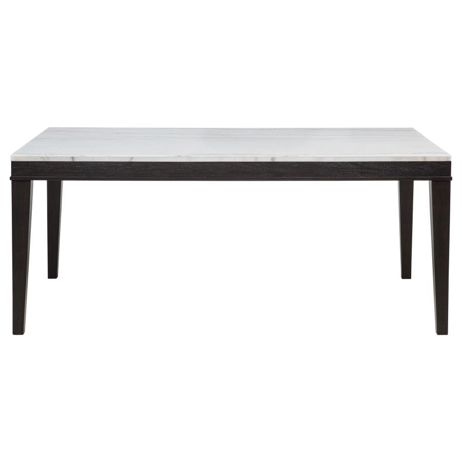 Averill 7-piece White Marble Top Dining Set Dark Grey and Coffee Bean
