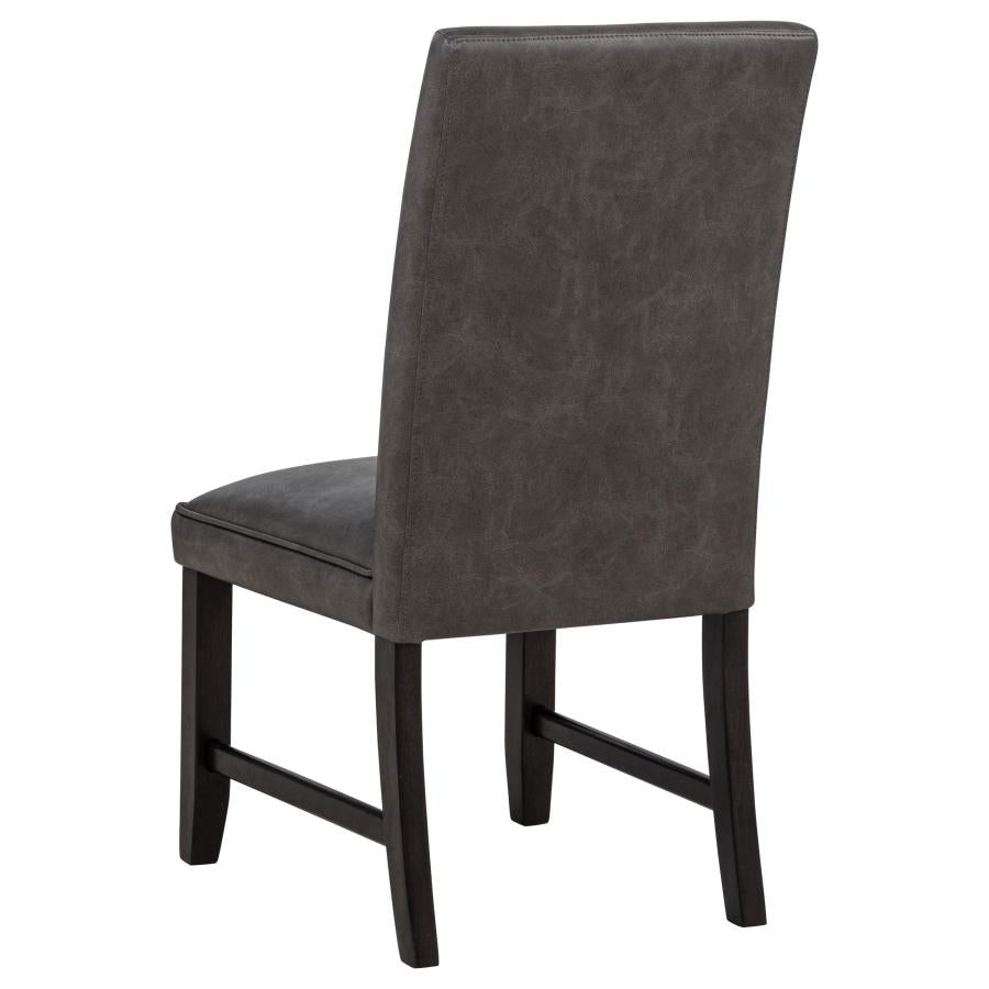 Averill 7-piece White Marble Top Dining Set Dark Grey and Coffee Bean
