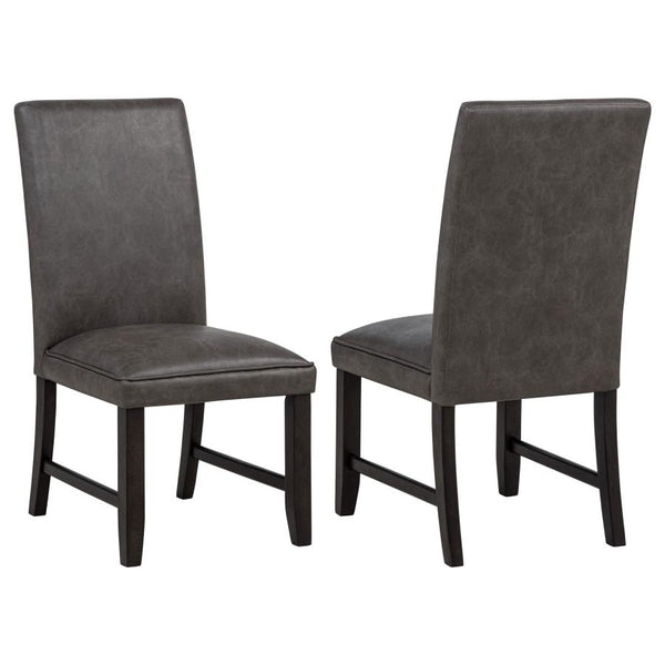 Averill Faux Leatherette Upholstered Dining Side Chair Dark Grey (Set of 2)