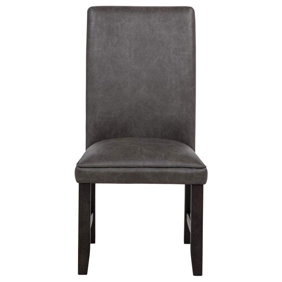 Averill Faux Leatherette Upholstered Dining Side Chair Dark Grey (Set of 2)