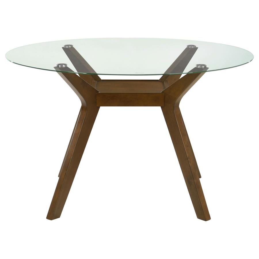 Paxton 5-Piece Round Glass Top Dining Set with Teal Blue Parsons Chairs