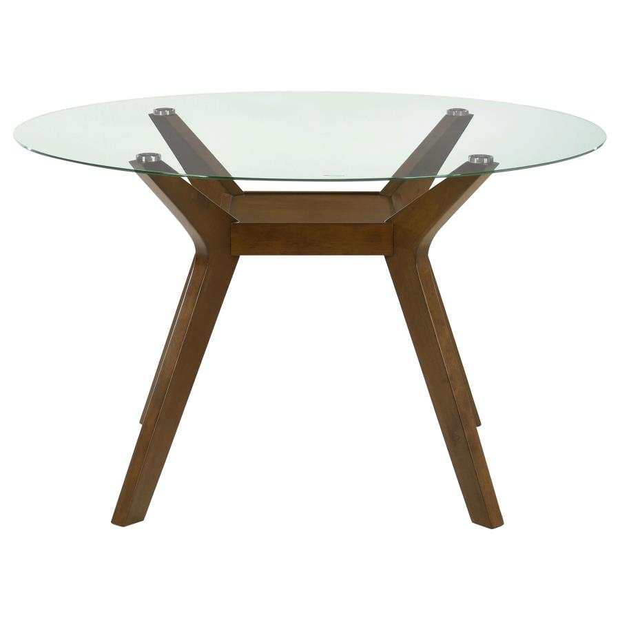 Paxton Round 48-inch Glass Top Wood Dining Table Brown