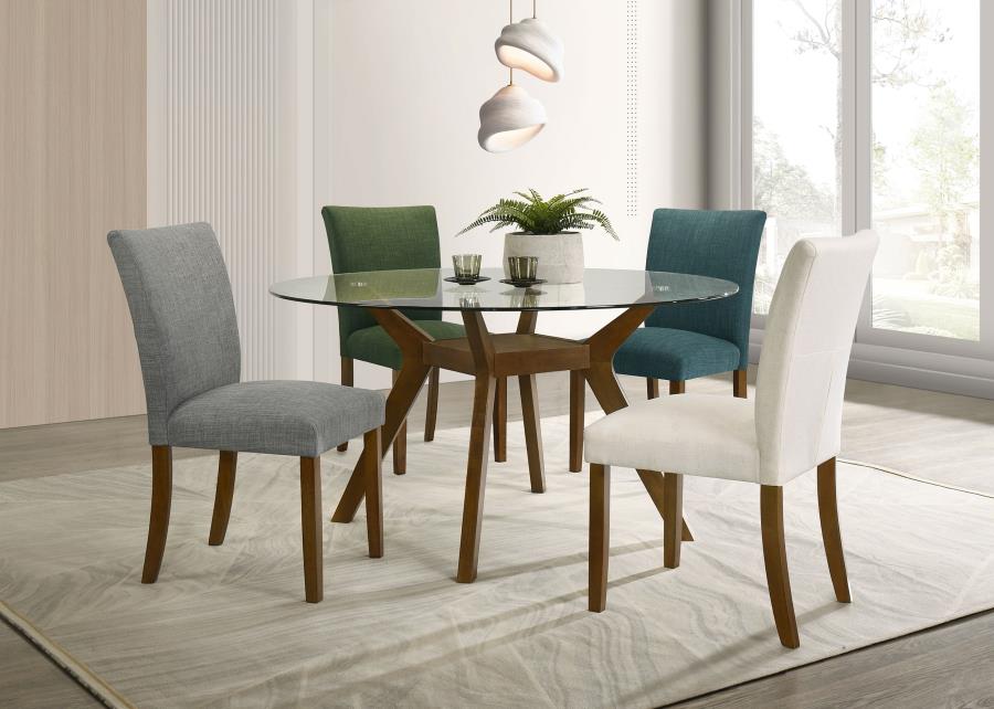 Paxton Round 48-inch Glass Top Wood Dining Table Brown