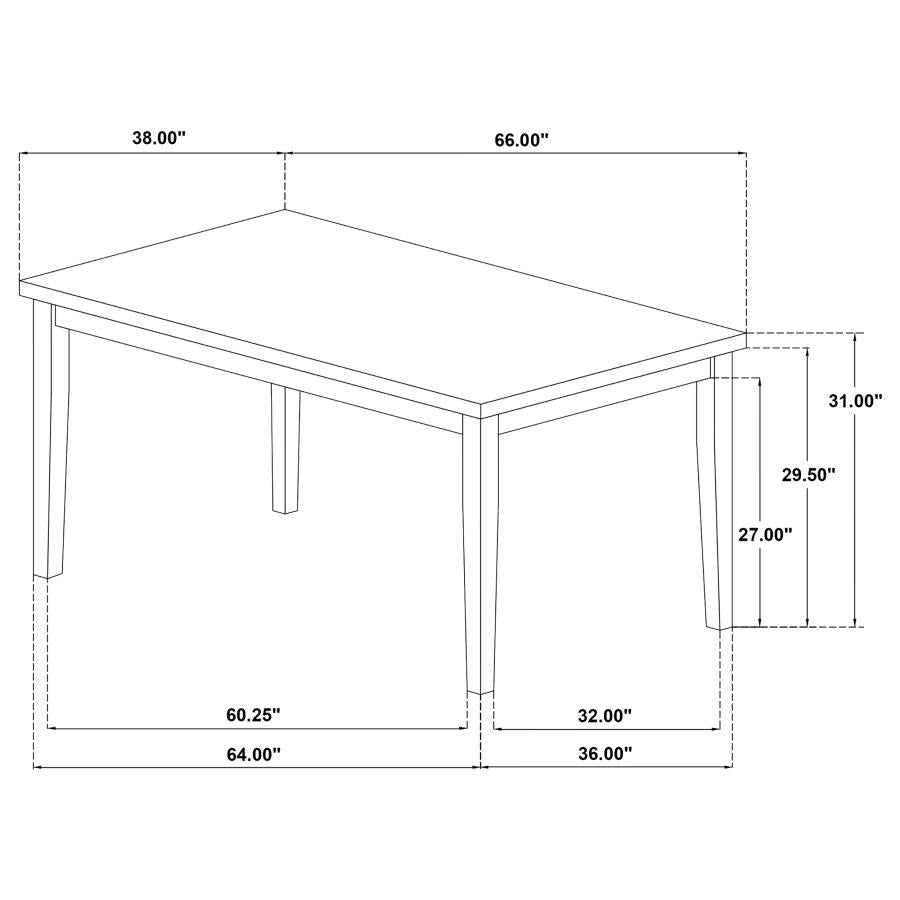 Andrews 66-inch Rectangular Dining Table Light Ash and White