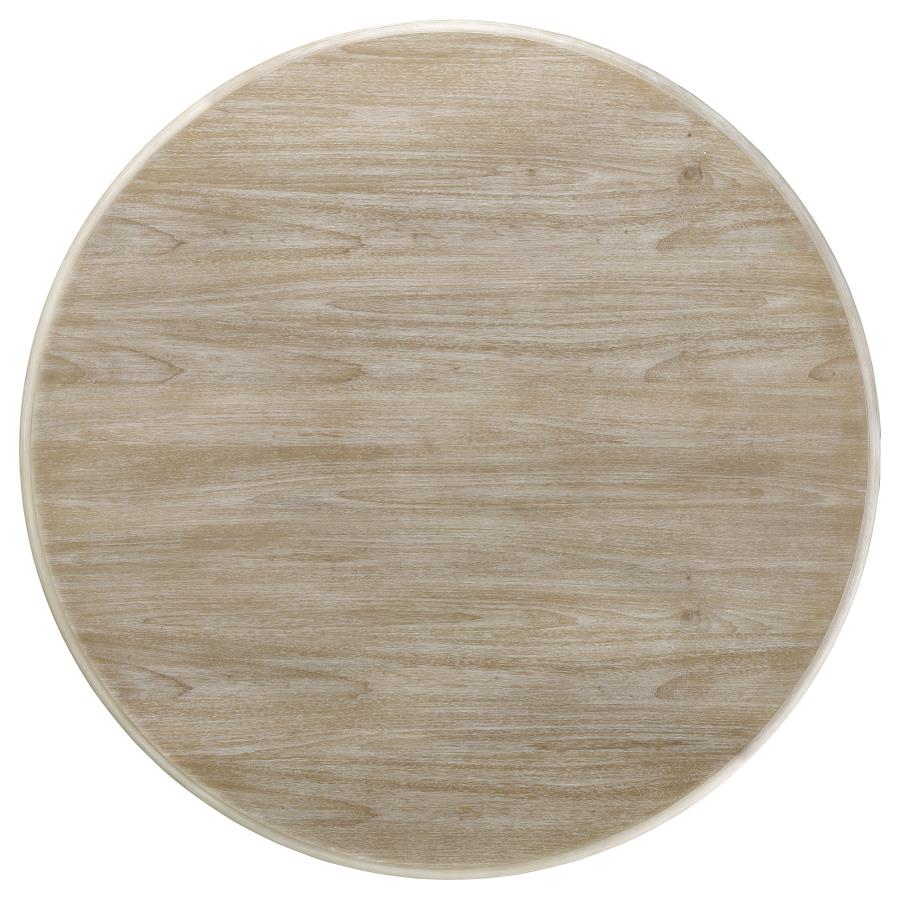 Trofello 60-inch Round Sculptural Pedestal Dining Table White Washed