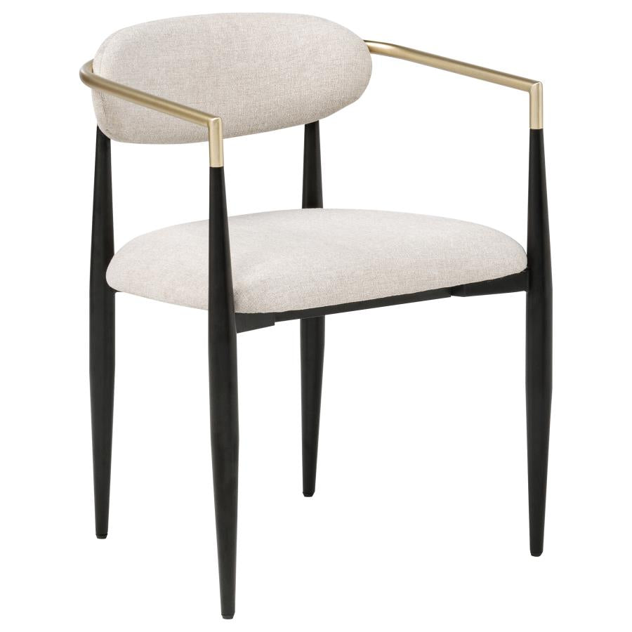 Bradbury Fabric Upholstered Dining Arm Chair Beige (Set of 2)