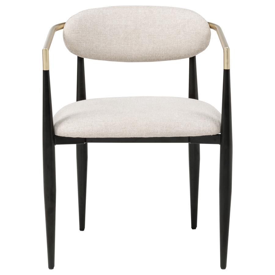 Bradbury Fabric Upholstered Dining Arm Chair Beige (Set of 2)