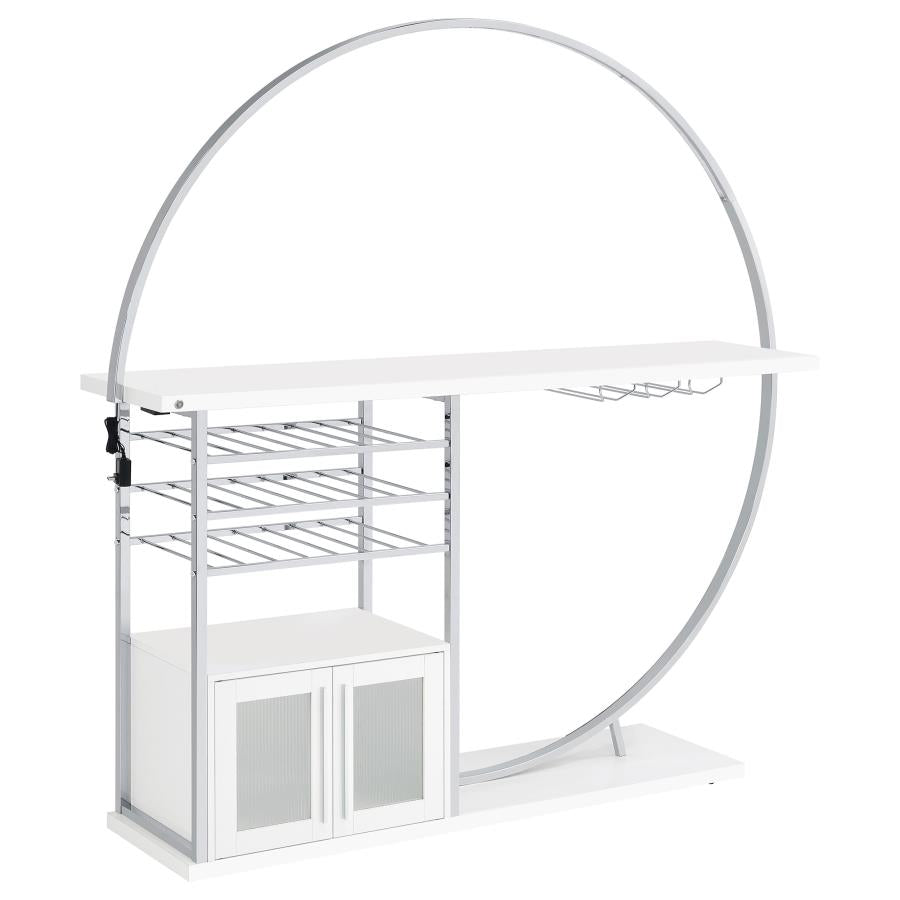 Risley 2-door Circular LED Wine Cabinet White High Gloss