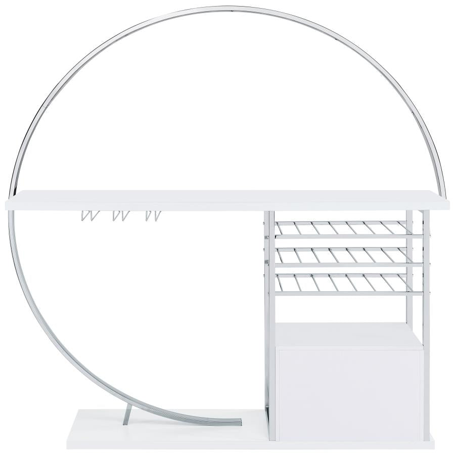 Risley 2-door Circular LED Wine Cabinet White High Gloss