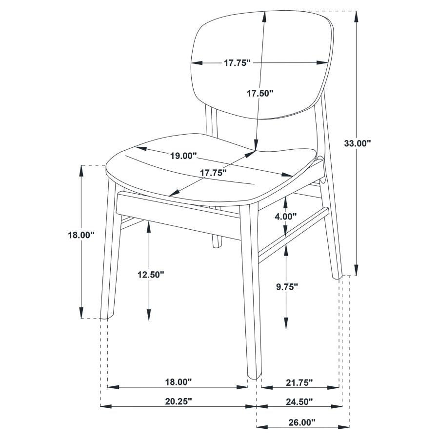 Benford Dining Side Chair Wood Seat Dark Brown (Set of 2)