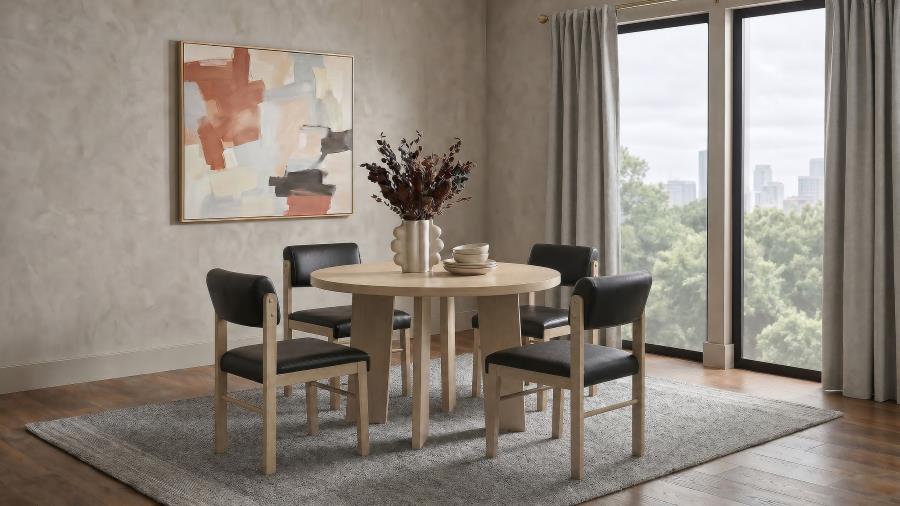 Kehoe Upholstered Dining Side Chair Black and Natural Oak (Set of 2)