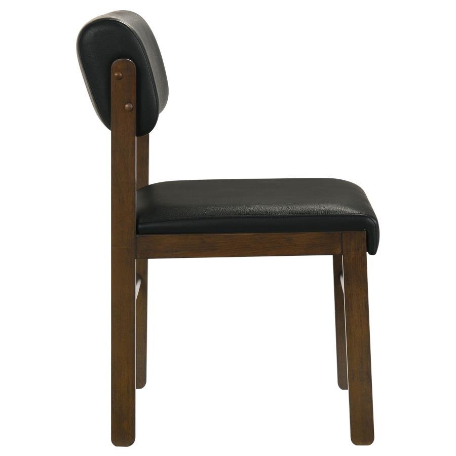 Kehoe Upholstered Dining Side Chair Black and Walnut (Set of 2)