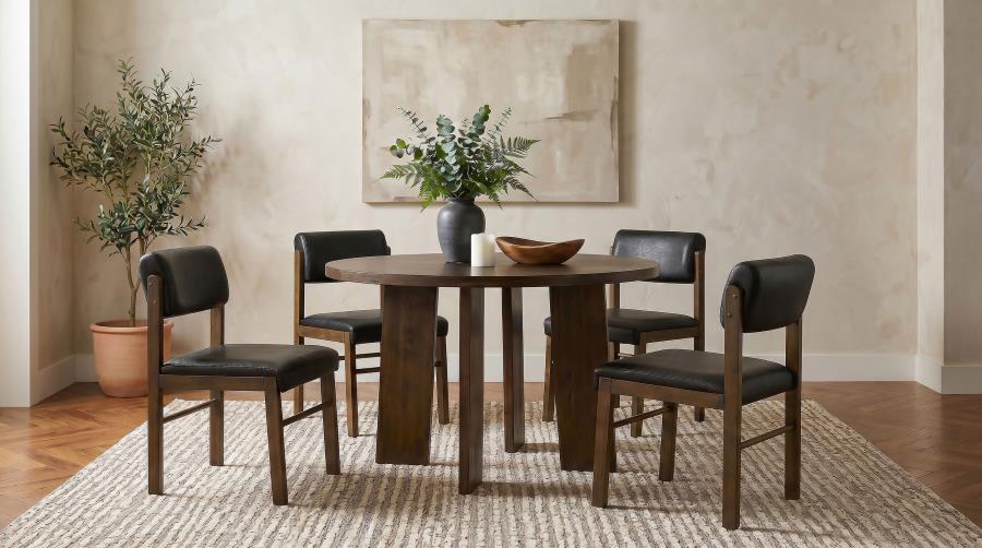 Kehoe Upholstered Dining Side Chair Black and Walnut (Set of 2)