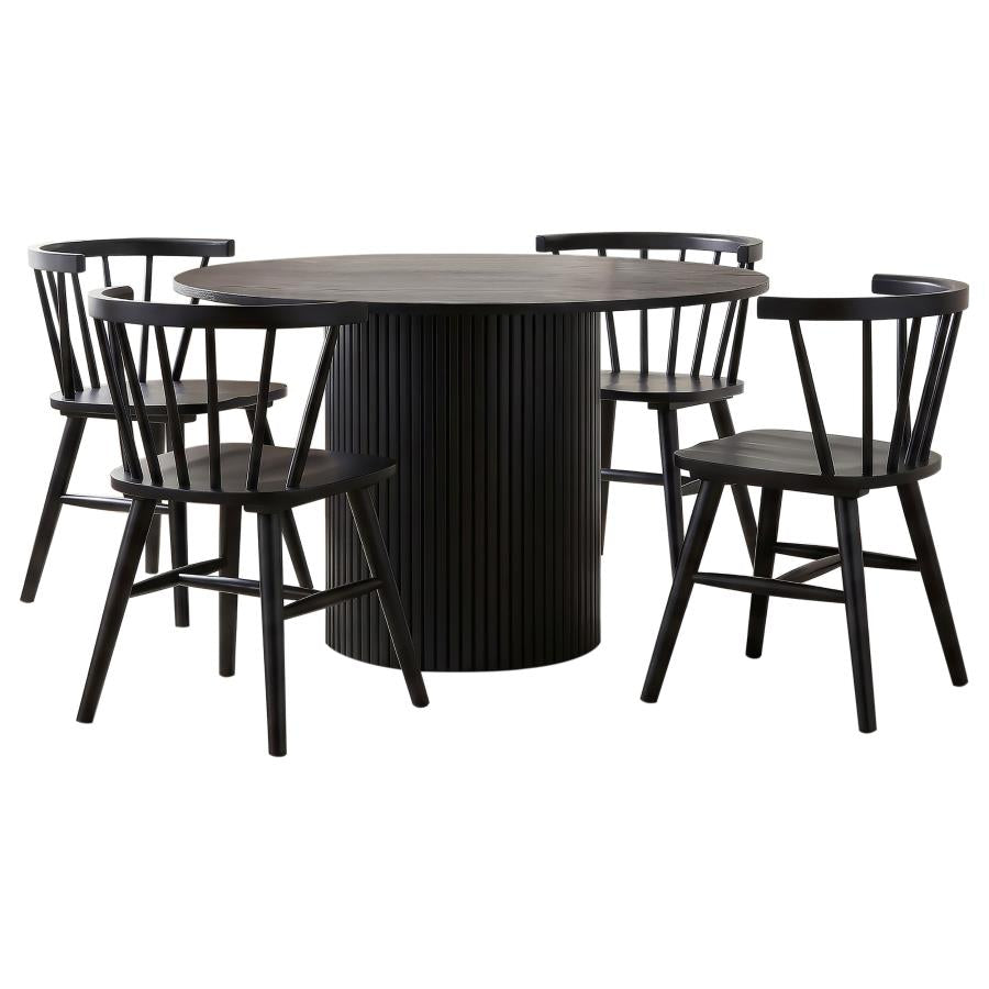 Hamlyn 5-piece Round Wood Dining Set Black