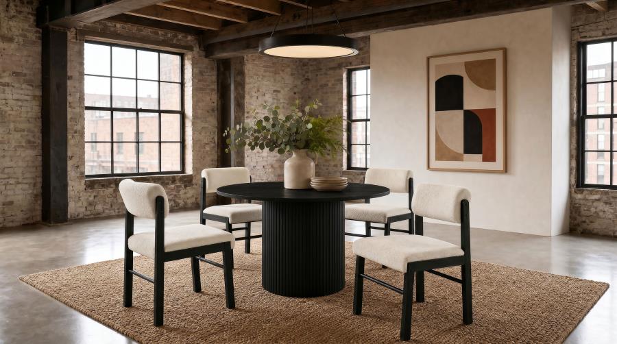 Hamlyn 47-inch Round Wood Dining Room Table Black
