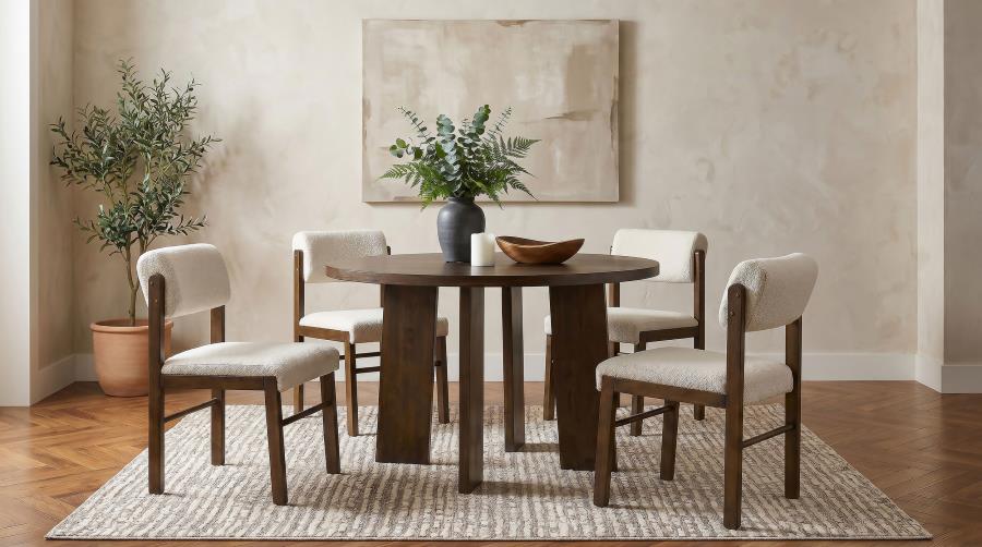 Kehoe Upholstered Dining Side Chair Cream and Walnut (Set of 2)