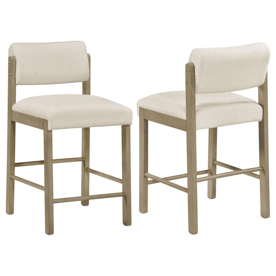 Kehoe Upholstered Counter Height Chair Cream and Natural Oak (Set of 2)