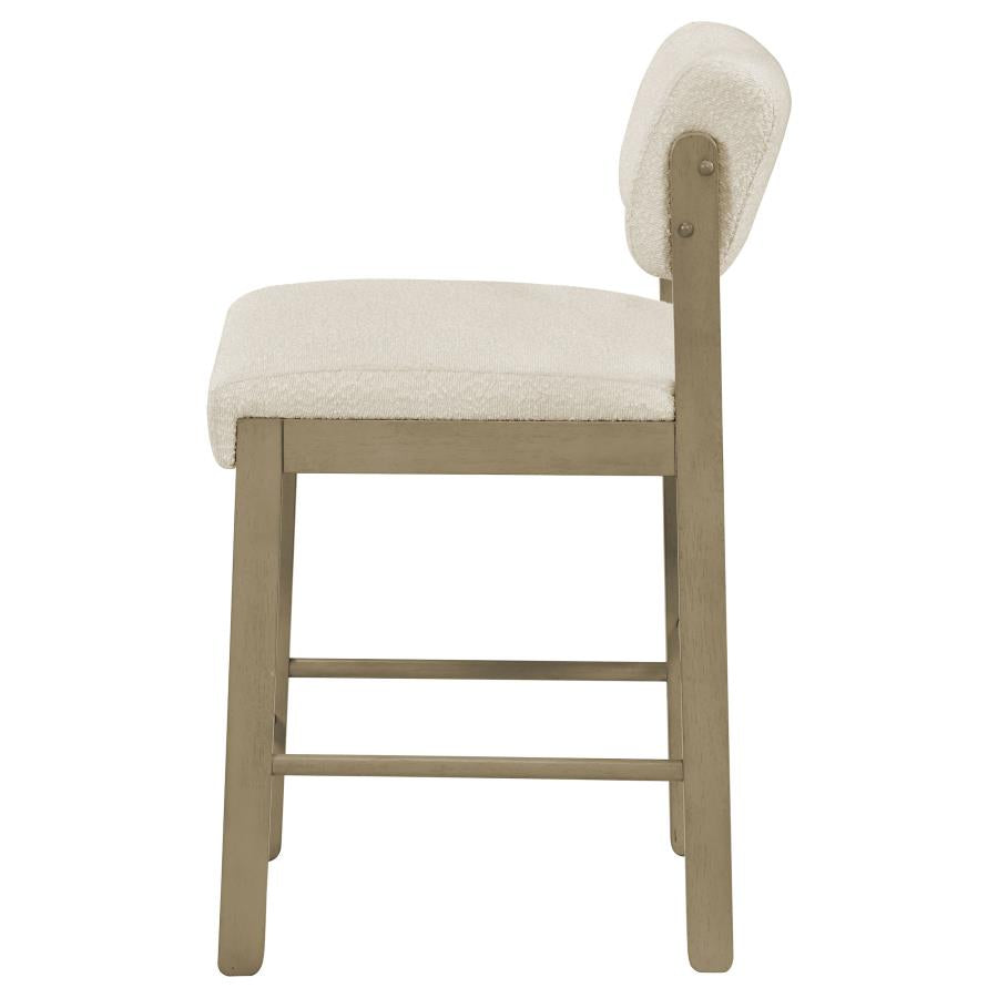 Kehoe Upholstered Counter Height Chair Cream and Natural Oak (Set of 2)