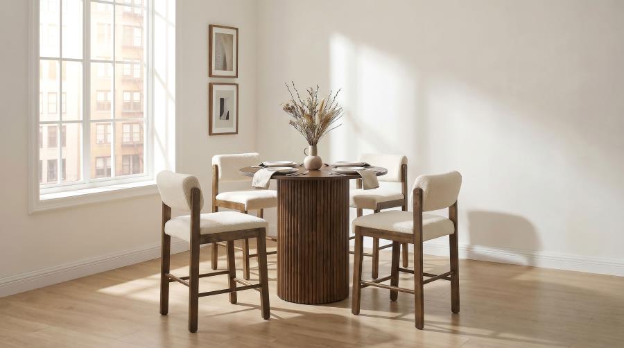 Kehoe Upholstered Counter Height Chair Cream and Walnut (Set of 2)