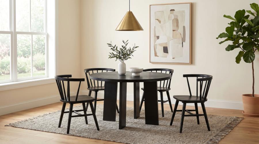 Strouse 47-inch Round Wood Dining Room Table Black