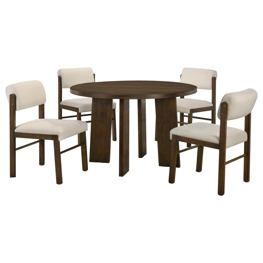Strouse 5-piece Dining Set Cream and Walnut