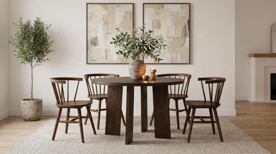 Strouse 47-inch Round Wood Dining Room Table Walnut