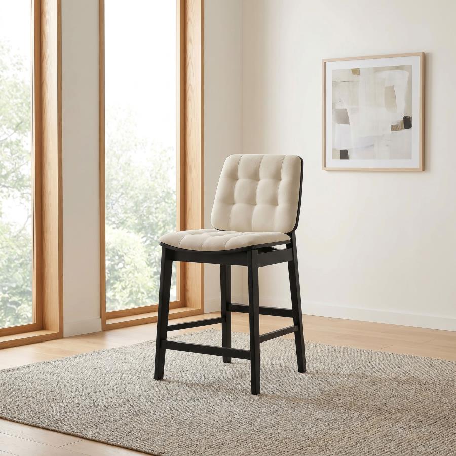 Redbridge Upholstered Counter Chair Cream and Black (Set of 2)
