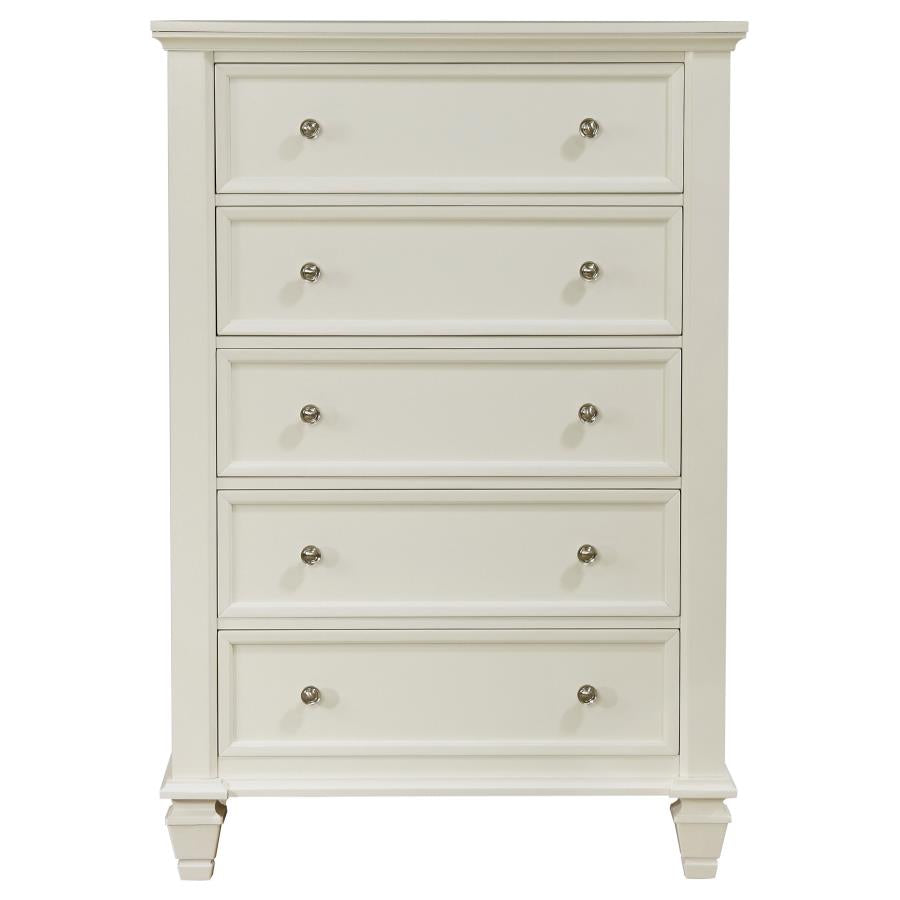 Sandy Beach 5-drawer Bedroom Chest Cream White